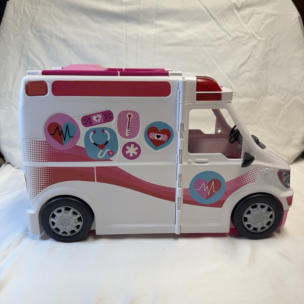Mattel Barbie Care Clinic Ambulance Vehicle Playset: Working Lights & Sound